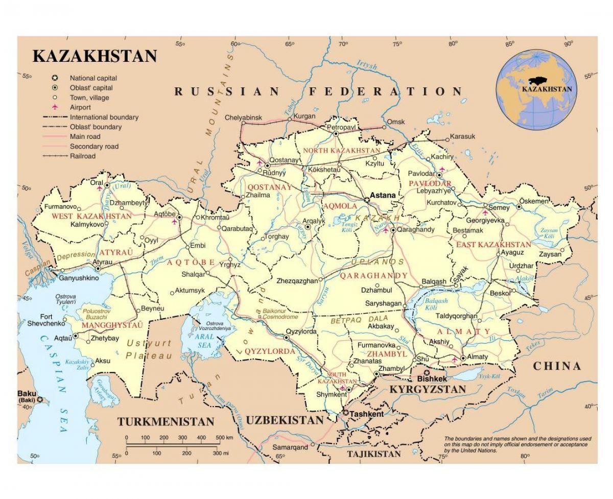 peta Kazakhstan lapangan terbang