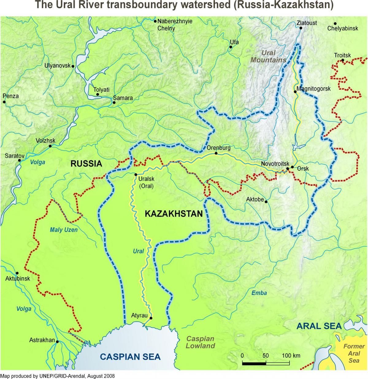peta Kazakhstan sungai